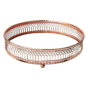 Bandeja redonda espelhada inox Adely Decor 17cm rosé SHW612.