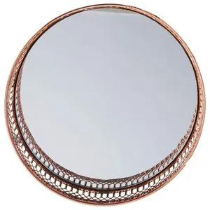 Bandeja redonda espelhada inox Adely Decor 17cm rosé SHW612.