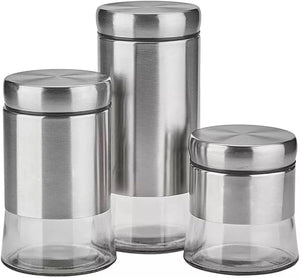 Jogo 3 Potes Cozinha E Organização Aço Inox Fechamento Hermético / 3PCS / INOX