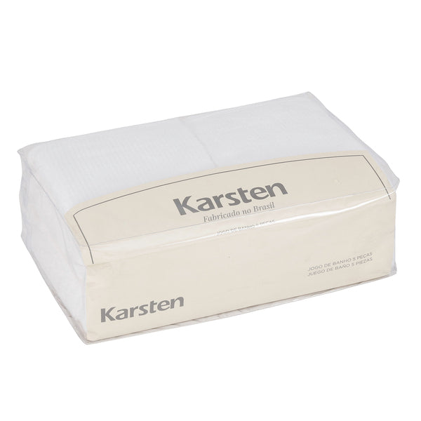 Jogo de Banho Karsten Fio Penteado 5 Peças Imperial Branco 86x150cm