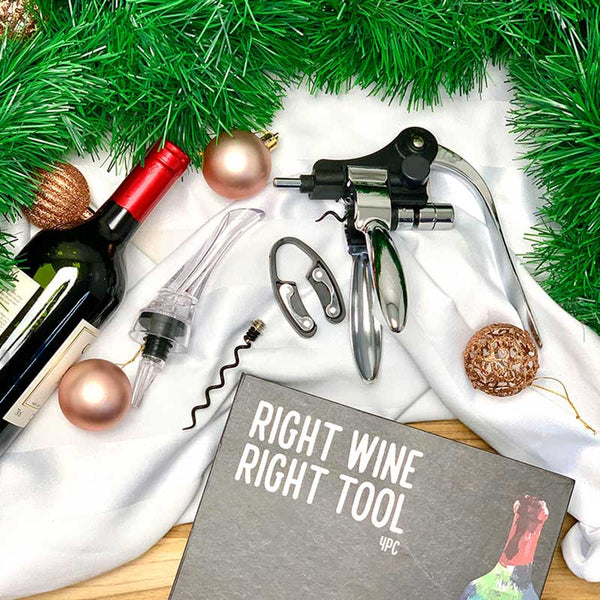 Jogo para vinho com caixa Bon Gourmet  4 peças
