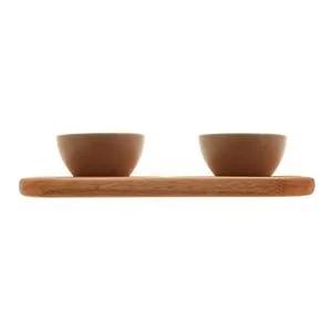Petisqueira Madeira Liptus com 2 Bowls Woodart