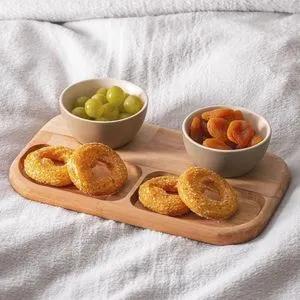Petisqueira Madeira Liptus com 2 Bowls Woodart