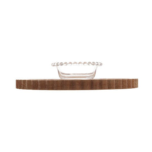Petisqueira De Madeira Liptus Com Bowl Cristal 35 X 6 Cm