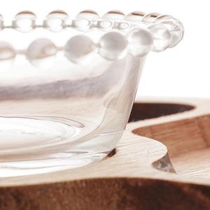 Petisqueira De Madeira Liptus Com Bowl Cristal 35 X 6 Cm