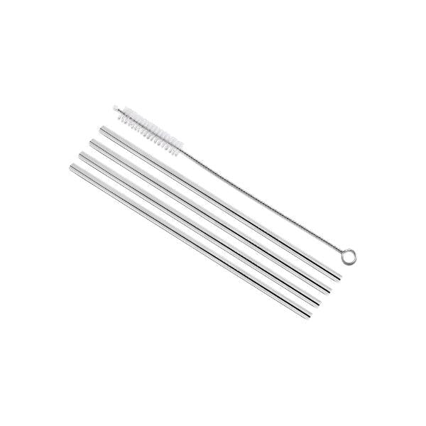 Jogo de canudos retos com escova em inox Brinox Descomplica 5 peças