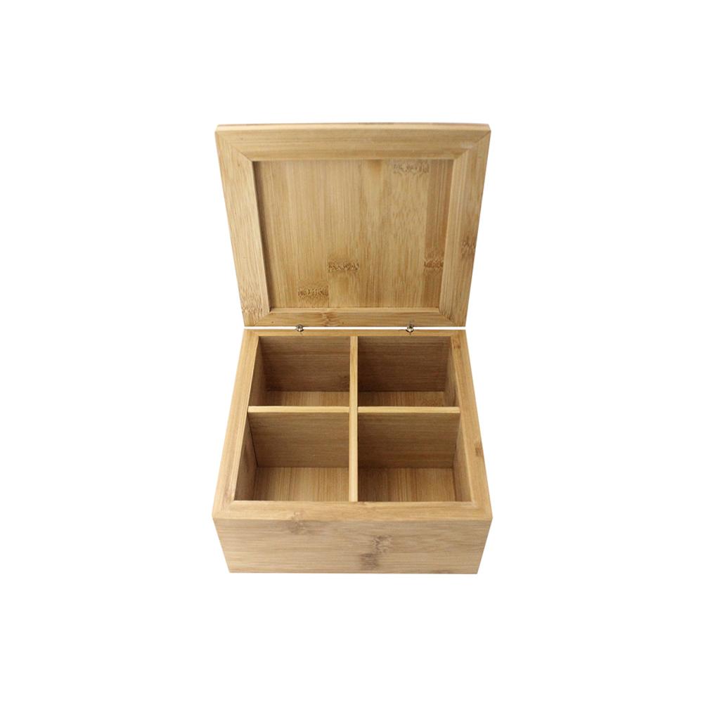 Caixa quadrada em bambu 4 divisorias Dynasty 7,8x16cm
