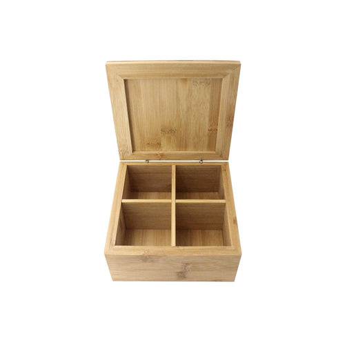 Caixa quadrada em bambu 4 divisorias Dynasty 7,8x16cm