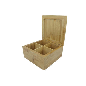 Caixa quadrada em bambu 4 divisorias Dynasty 7,8x16cm