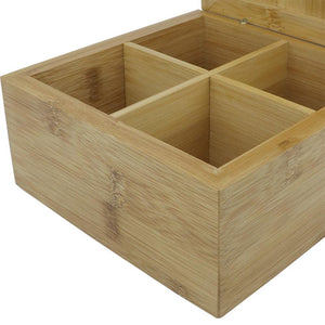 Caixa quadrada em bambu 4 divisorias Dynasty 7,8x16cm