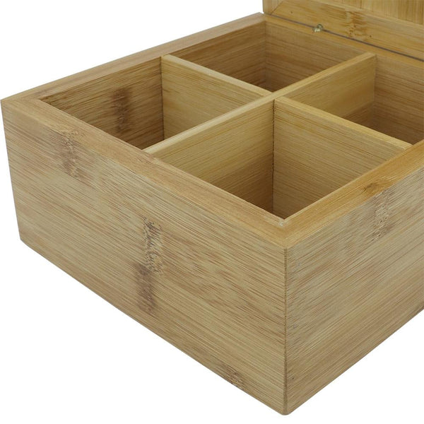 Caixa quadrada em bambu 4 divisorias Dynasty 7,8x16cm