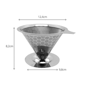 Coador de cafe filtro permanente em aco inox.