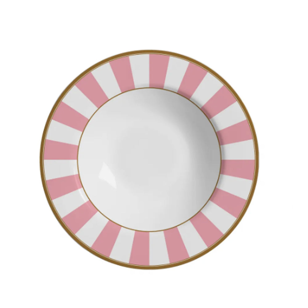 Prato fundo em cerâmica Alleanza Strip Rosa 25cm