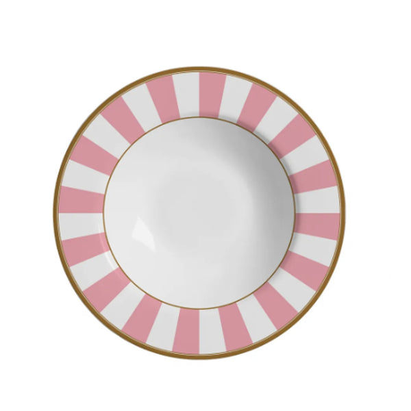 Prato fundo em cerâmica Alleanza Strip Rosa 25cm