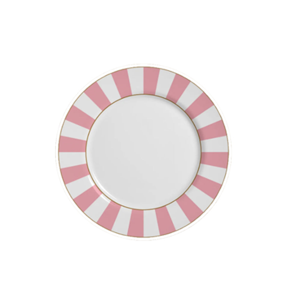 Prato sobremesa em cerâmica Alleanza Strip Rosa 20cm