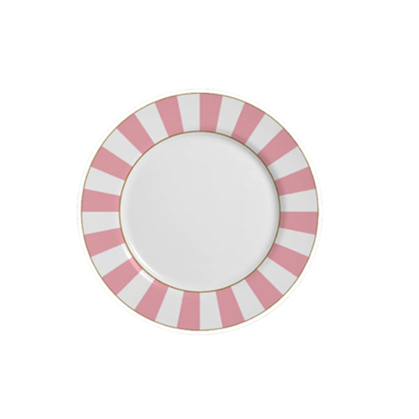Prato sobremesa em cerâmica Alleanza Strip Rosa 20cm