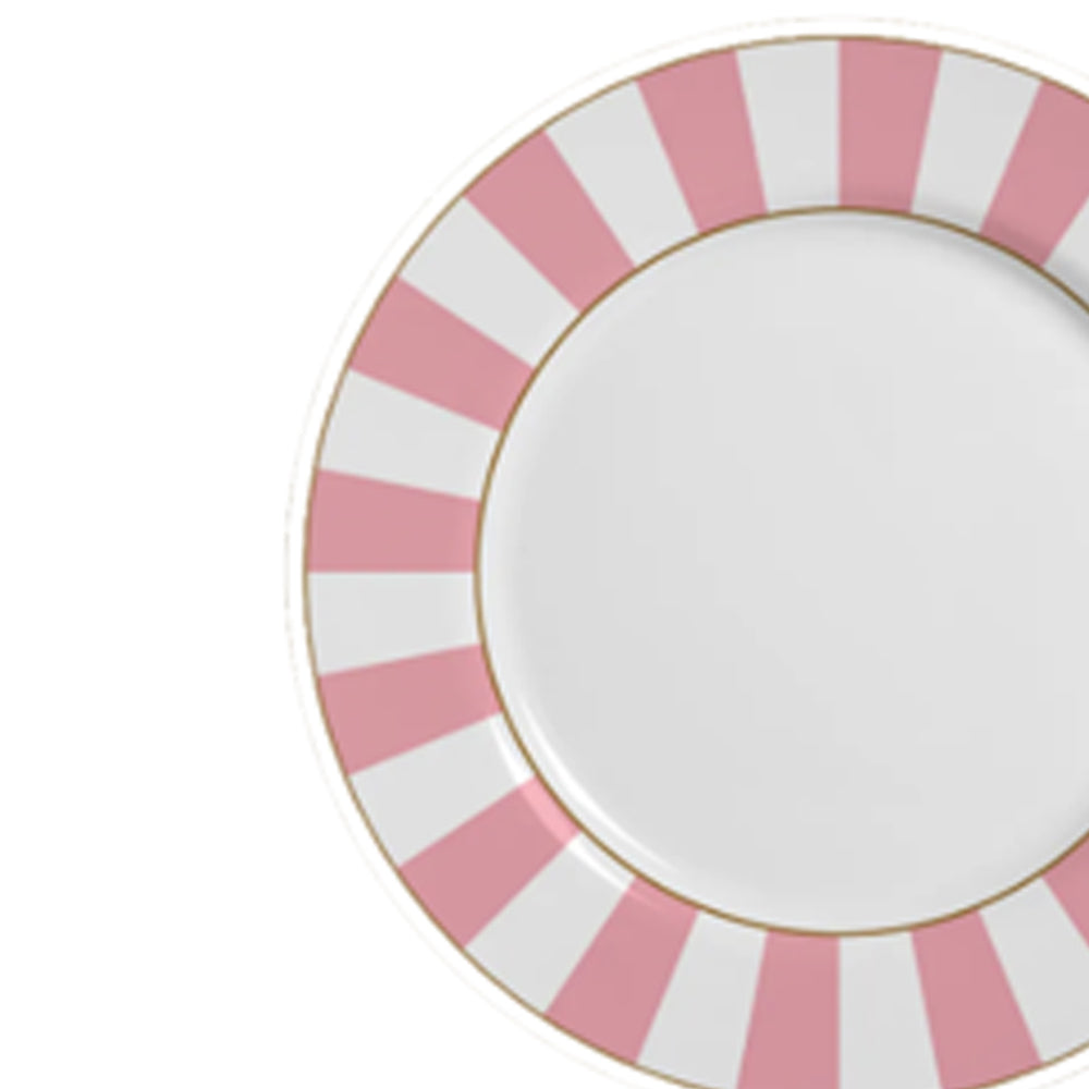 Prato sobremesa em cerâmica Alleanza Strip Rosa 20cm