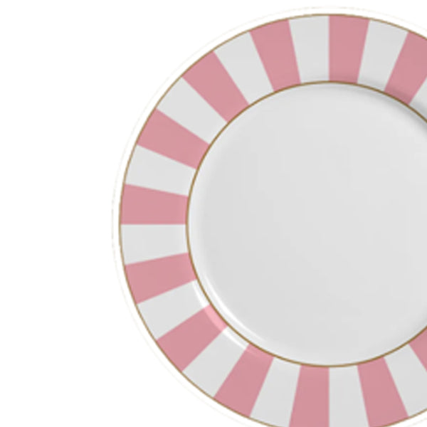Prato sobremesa em cerâmica Alleanza Strip Rosa 20cm