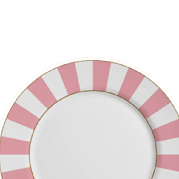 Prato sobremesa em cerâmica Alleanza Strip Rosa 20cm