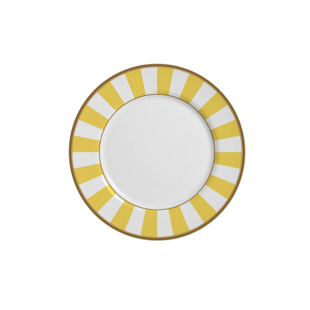 Prato sobremesa em cerâmica Alleanza Strip Amarelo 20cm