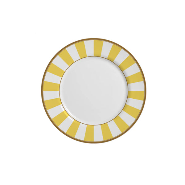 Prato sobremesa em cerâmica Alleanza Strip Amarelo 20cm