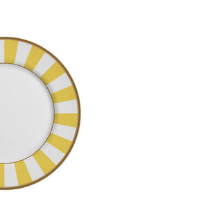 Prato sobremesa em cerâmica Alleanza Strip Amarelo 20cm