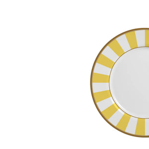 Prato sobremesa em cerâmica Alleanza Strip Amarelo 20cm