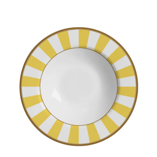 Prato fundo em cerâmica Alleanza Strip Amarelo 25cm