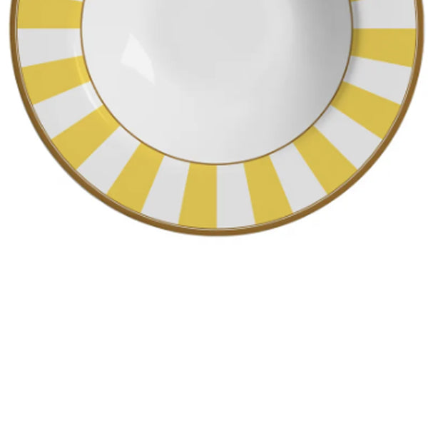 Prato fundo em cerâmica Alleanza Strip Amarelo 25cm