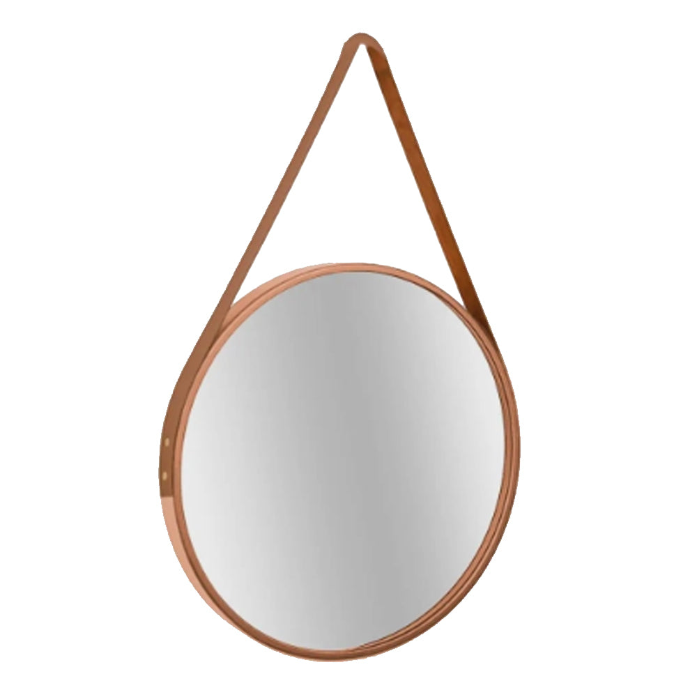Espelho decorativo com alça Riohome Modernatta 32cm Rosê