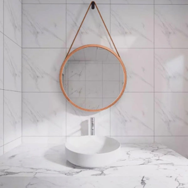 Espelho decorativo com alça Riohome Modernatta 32cm Rosê