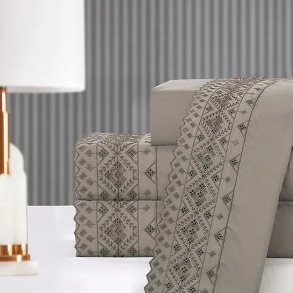 Jogo de Cama Casal Habitat Randado 2,10mX2,30M Fendi 4Pcs