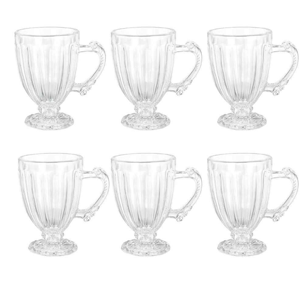 Jogo de Canecas em Vidro Dolce Home Nouveau 190ml Transparente 6 Peças