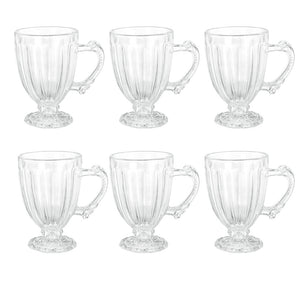 Jogo de Canecas em Vidro Dolce Home Nouveau 190ml Transparente 6 Peças