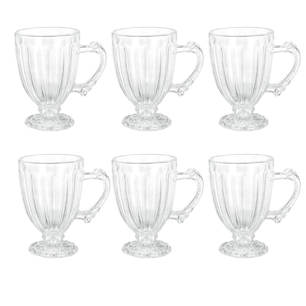 Jogo de Canecas em Vidro Dolce Home Nouveau 190ml Transparente 6 Peças