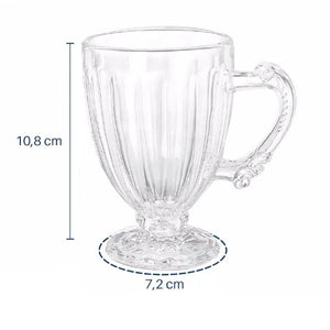 Jogo de Canecas em Vidro Dolce Home Nouveau 190ml Transparente 6 Peças