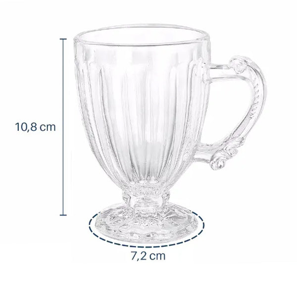 Jogo de Canecas em Vidro Dolce Home Nouveau 190ml Transparente 6 Peças