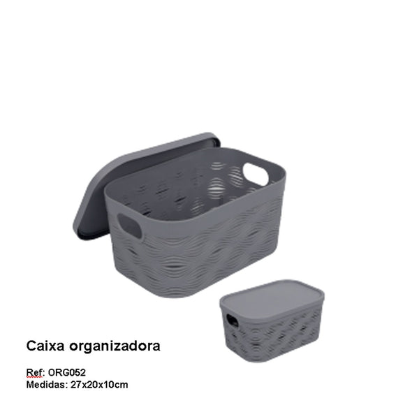 Caixa Organizadora com Tampa em Plástico Rio Home Cinza