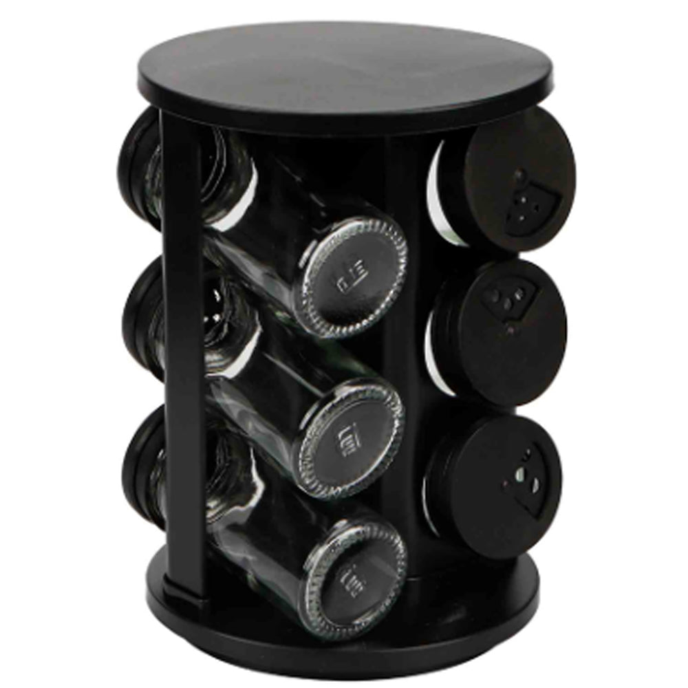 Porta Condimentos Giratório em vidro Wellmix Davos Preto 6 peças