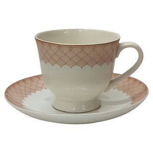 Jogo de Xícara de Chá de Porcelana  Dolce Home Coreana Detalhes Rosa 12 pçs
