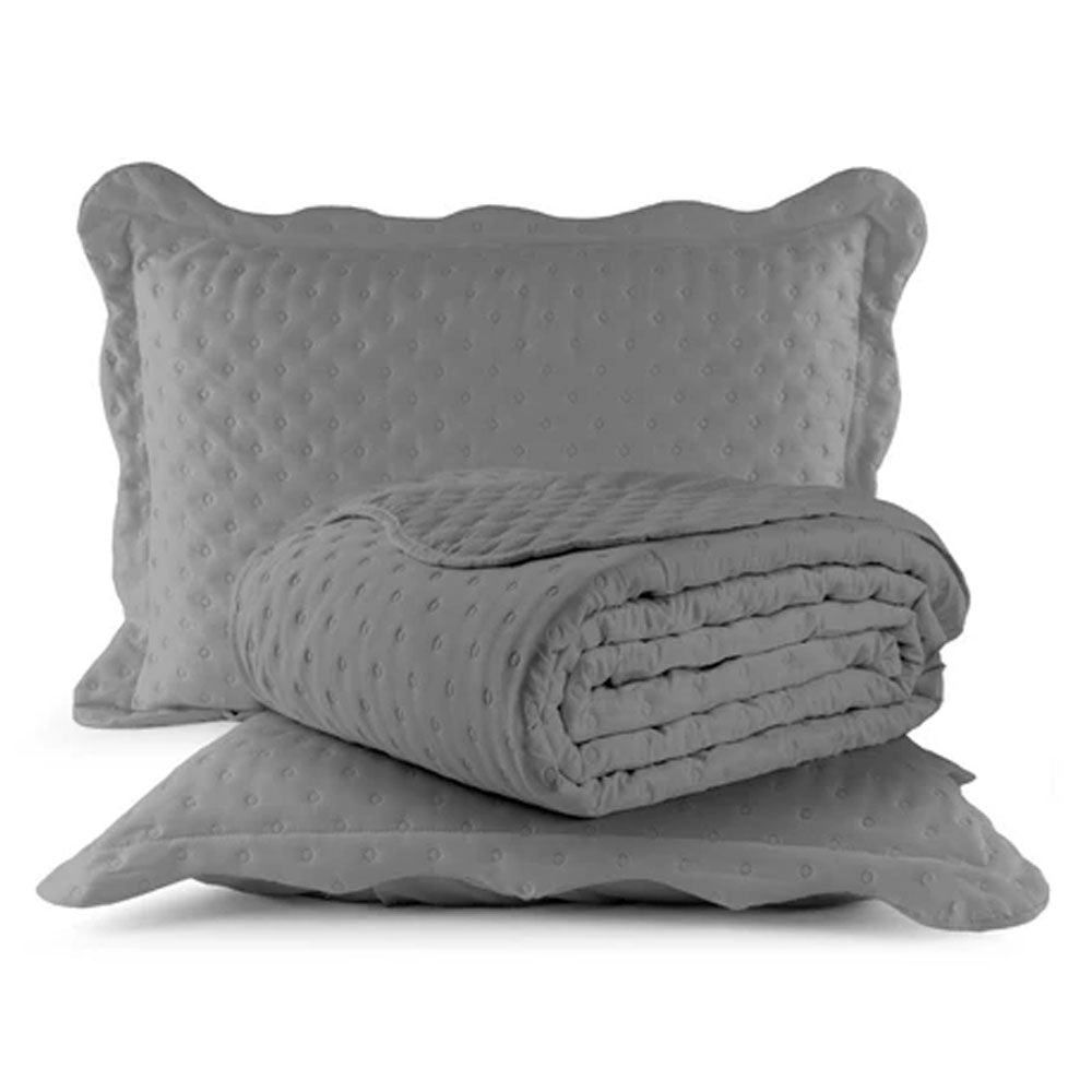 Cobre Leito Balle Eurotextil King Cinza 3 peças