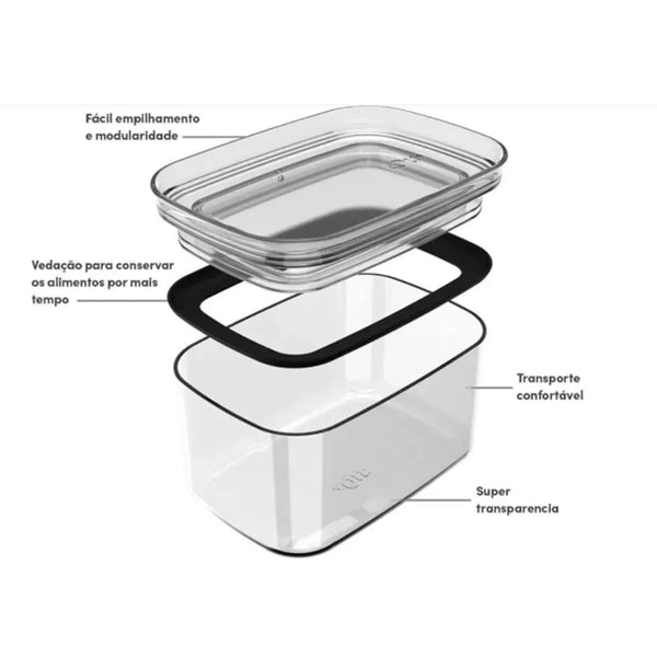 Organizador Hermético Retangula Block Ou Natural 650 ml