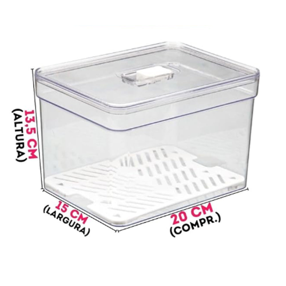 Organizador Plastutti Elegance Retangular com Tela 3,8 L