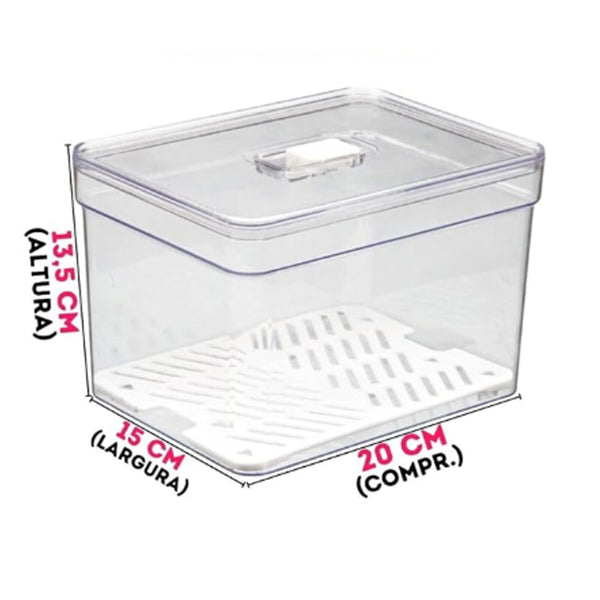 Organizador Plastutti Elegance Retangular com Tela 3,8 L