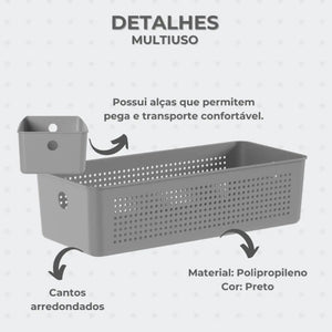 Cesto Flow Organizador Multiuso Chumbo OU 34x15x9 cm