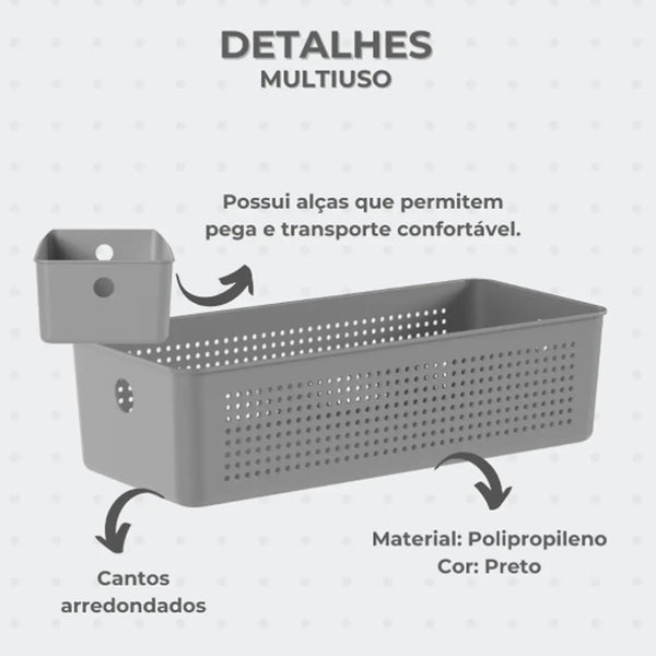 Cesto Flow Organizador Multiuso Chumbo OU 34x15x9 cm