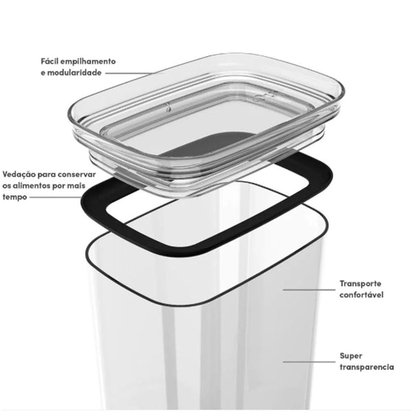 Pote hermético organizador linha Block OU  2,3L