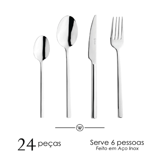 Faqueiro em inox Firenze Wolff 24 pças