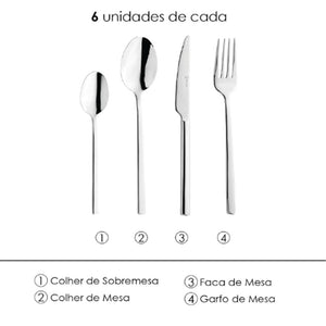 Faqueiro em inox Firenze Wolff 24 pças