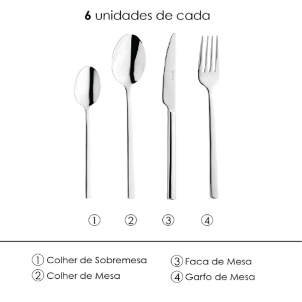 Faqueiro em inox Firenze Wolff 24 pças